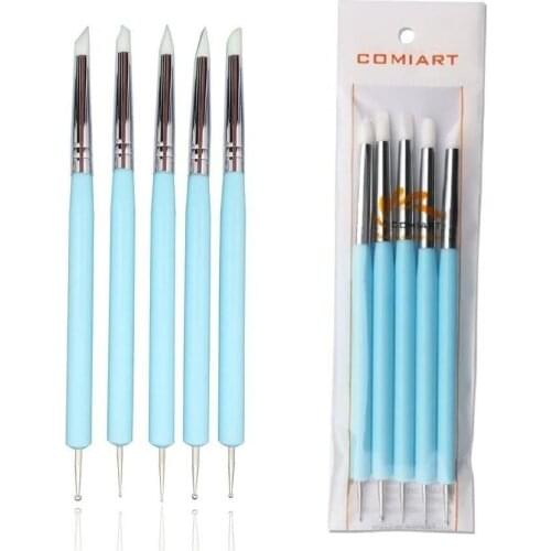 Set of 5 Double-Ended Silicone Shaping and Ball Stylus Tools Wax Tools Ceramic Flatback Polymer Clay Sprinkles Clay Modeling for