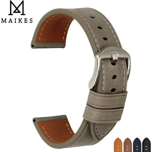 MAIKES Genuine Leather Watchband Watch Accessories Watch Strap 22mm 24mm Bracelet Watch band Watchband For fossil Rolex tissot