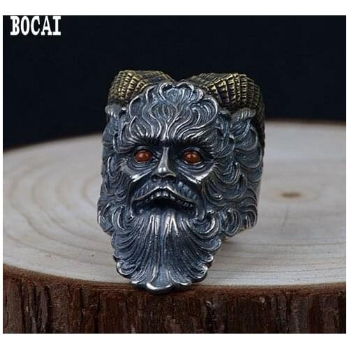 S925 silver vintage Thai silver ring fashion Satan styling mens silver ring