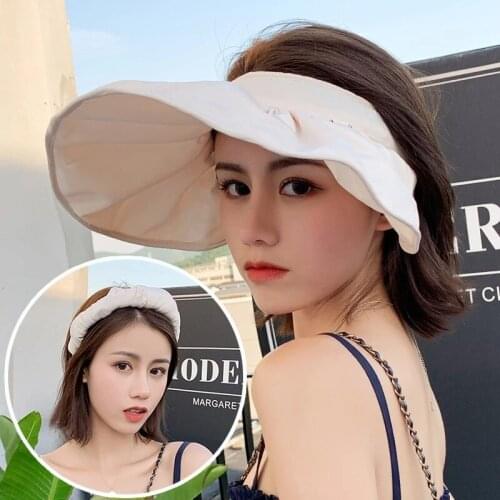 MISANANRYNE Women Fashion Solid Color Shell Hat Sun-proof Cap Simple Big Sunscreen Sun Hat Female Sun Protection Hats Hair Band