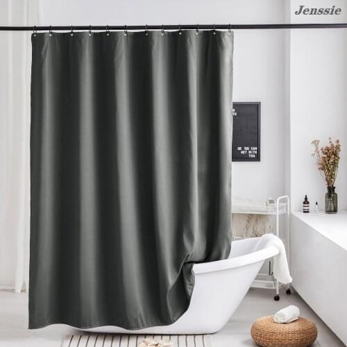 Modern Black Shower Curtains Waterproof Fabric Solid Color Bath Curtains For Bathroom Bathtub Large Wide Bathing Cover 12 Hooks
