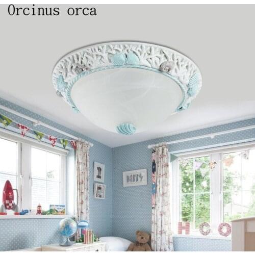 Mediterranean cartoon shell ceiling lamp boys and girls bedroom corridors childrens room lights cute creative LED ceiling lamp