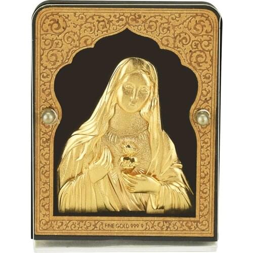 Virgin Mary Ornament Religious Art Christian Gifts The Virgin Mary Statue Gold Foil Decoration Car Ornaments Desktop Decorations