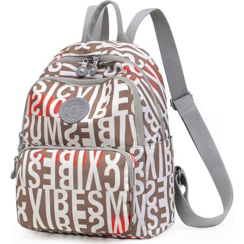 Super New Waterproof Woman backpacks Letter Print Travel small backpack women Casual backpack for teenager Nylon School backpack