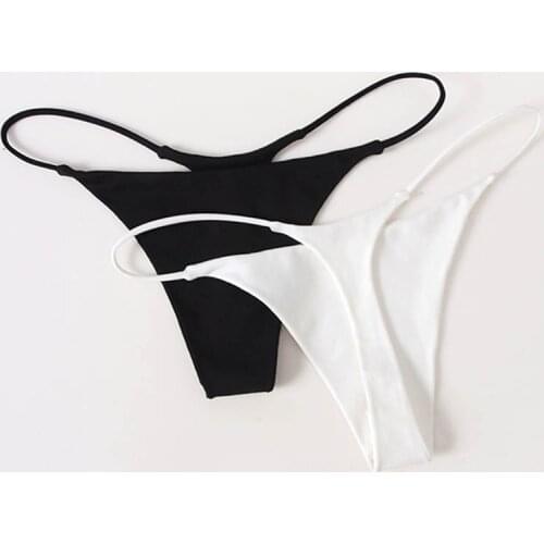 Hot Sale Simple Thin Strap Thong Solid Color Swimming Trunks Sexy Bikini Womens Thin Thong Skin-friendly Breathable Panties