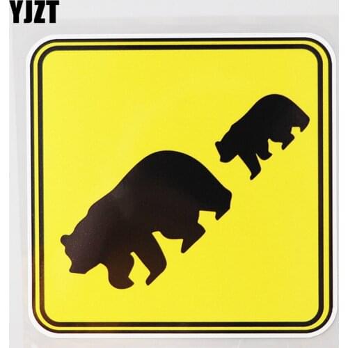 YJZT 12.7CM×12.7CM Tuning Bear Grizzly Warning Sign Car Sticker PVC Decal12C-0538