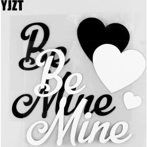 YJZT 14.1×12.2CM Be Mine Vinyl Car Sticker Decal Creative Accessories Love Heart Black/Silver 4C-0529