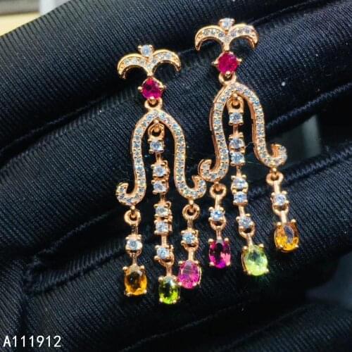 KJJEAXCMY fine jewelry natural Tourmaline 925 sterling silver women earrings support test luxury