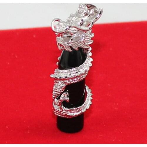 Womens fashion silver plated micro inlaid diamond + Black Agate column Pendant Necklace