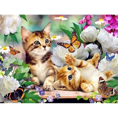 Animal Cat DIY 11CT Embroidery Cross Stitch Kits Craft Needlework Set Cotton Thread Printed Canvas Home Decoration Hot Sale