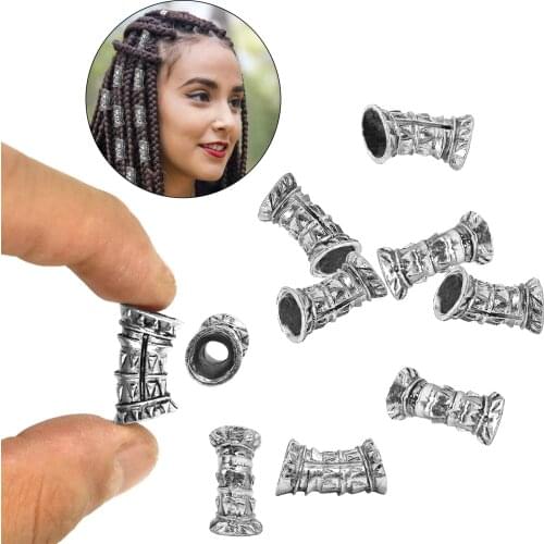10Pcs DIY Hair Tube Dreadlocks Beads Hair Braiding Jewelry Cuff Decoration
