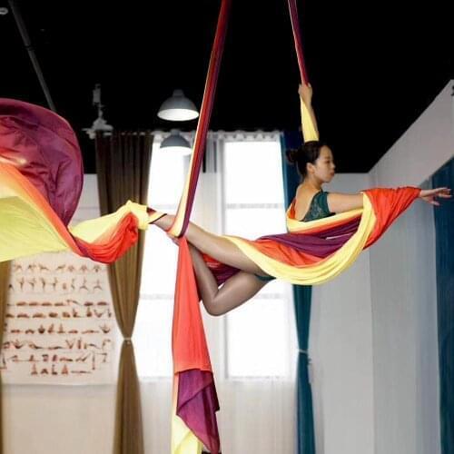 100%Nylon 9Yards/8.2m Fly Aerial Silks Set for home Yoga Ombre Sling Extension Straps Antigravity aerial Yoga Swing home gym