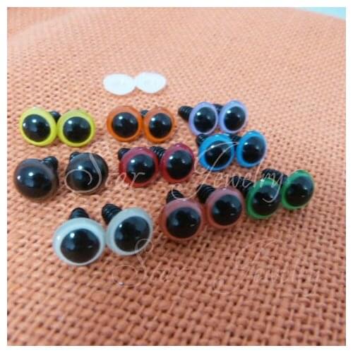 12mm round plastic safety toy eyes with washers color by randomly