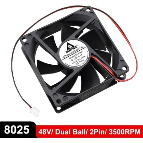 20 Pcs/Lot Gdstime 80mm x 80mm x 25mm 8cm 8025 Axial Cooler Fan DC 48V 2Pin Dual Ball Brushless PC Computer Heatsink Cooling Fan