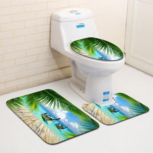 3Pcs/Set Music Notes Carpet 3D Print Non Slip Toilet Seat Cover Bathroom Pad Floor Mat Rug Carpet Pedestal Rug Lid Toilet Cover