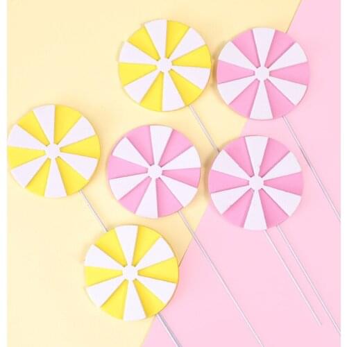 3pcs/set Lollipop Birthday Cake Topper Kids Party Dessert Decor Foam Happy Birthday Cupcake Toppers Baby Shower Cake Supplies