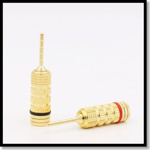 4pcs High quality HIFI Speaker Cable wire Plug Connector Gold Spade Banana to Pin Adapter