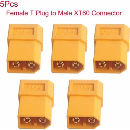 5Pcs Female T Plut to Male XT60 Connector Converter Adapter for Converting Device with T-Plug and LiPO with XT60 DR1291M