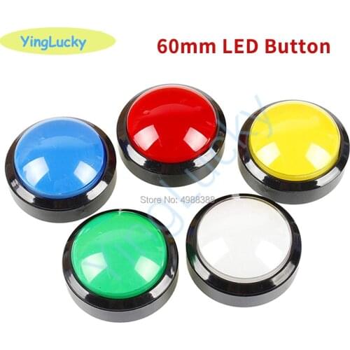 Yinglucky 60mm Big Round Push Button LED Illuminated with Microswitch for DIY Arcade Game Machine Parts 5/12V Large Dome Light