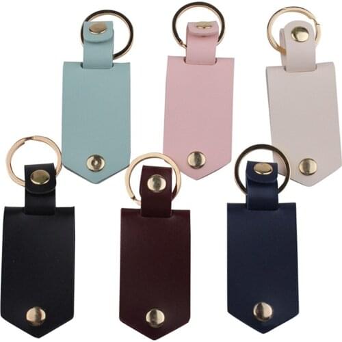 PU Leather Aluminum Alloy Keyrings DIY Transfer Sticker Car Key Strap Waist Wallet KeyChains Charm Pendant keychain for car keys