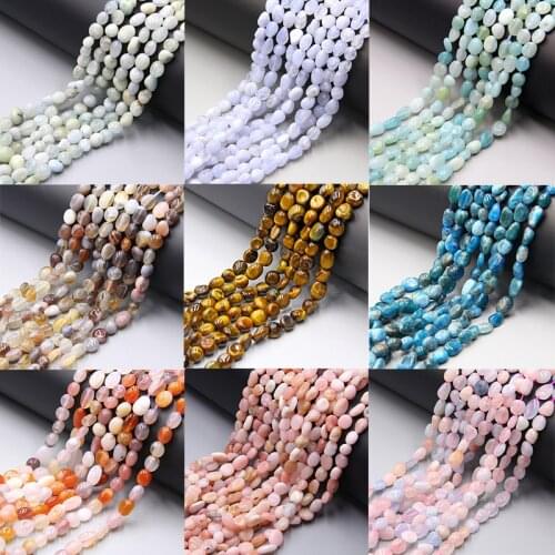 15.5" Irregular Natural Stone Beads 4-8 mm Pink Opal Polished Oval Shape Drilled Beads For DIY Making Women Jewelry Men Pulseras