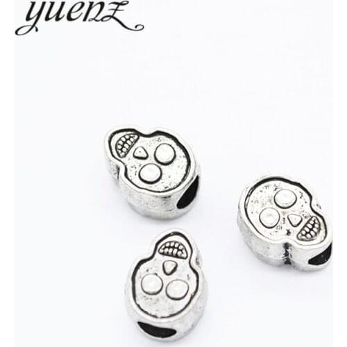 YuenZ 10pcs European Beads Big Hole Halloween skull Beads Tibetan Silver Spacer Beads Plated For Charm Bracelets Making DIY R200