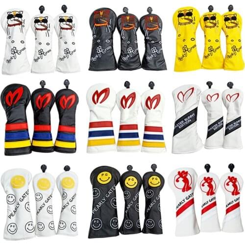 Golf Club #1 #3 #5 Wood Headcovers Driver Fairway Woods cover PU Leather Head Covers Set Protector Golf Accessories