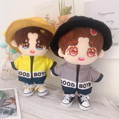 20cm DIY Baby Doll Plush Dolls Clothes Lovely shirt shoes cap hat Toy Dolls Accessories for Korea Kpop EXO Idol Dolls Gift