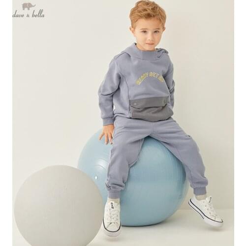 DKH19398 Dave bella autumn baby boys 5Y-13Y cartoon letter clothing sets children suits toddler infant clothes boys outfit