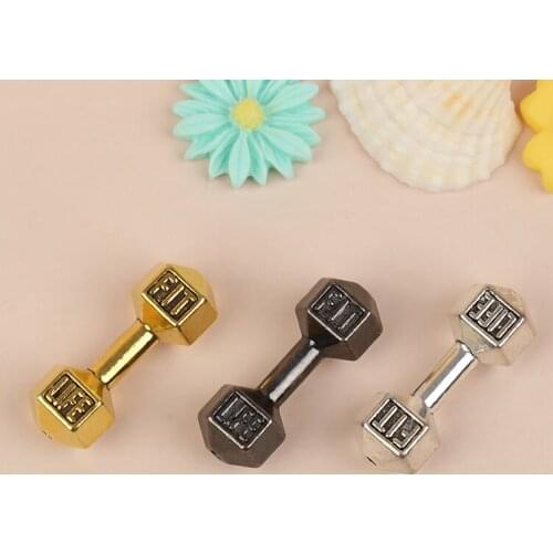 1Pcs Chic Miniature Dumbbells Model Decoration Craft Mini House Dumbbells Toy Mini House Metal Dumbbells Kids Toys