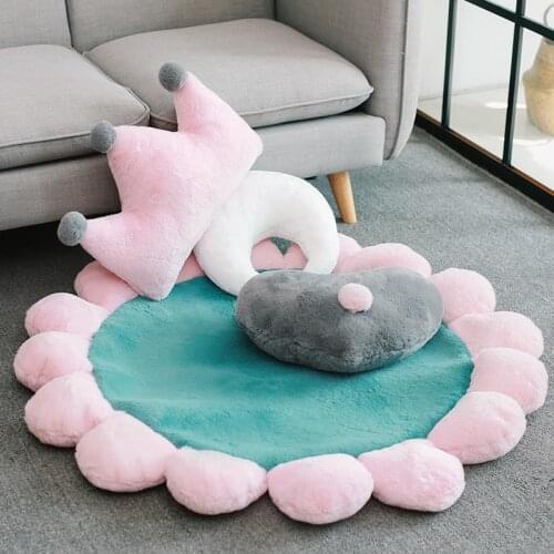 Ins Nordic Girl Heart Round Sun Petal Large Floor Mat Childrens Room Crawling Mat Home Bedroom Non-slip Carpet