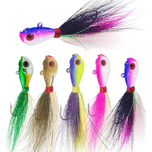 6pcs Mixed Colors Artificial Fishing Bait With Feather Fishing Tackle Hard Lure For Bass Bluefish Surf Fishing Size 7g-56g