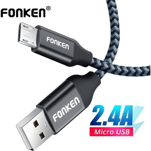 FONKEN Micro USB Cable Quick Charger Mini USB Phone Cable QC3.0 2.4A Charging Data Cord Power Bank Mobile Phone Cables Microusb