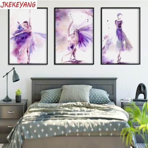 Full Square/Round Drill 5D DIY diamond painting 3pc Ballet girl pictures mosaic Diamond Embroidery Wall Arts J2754
