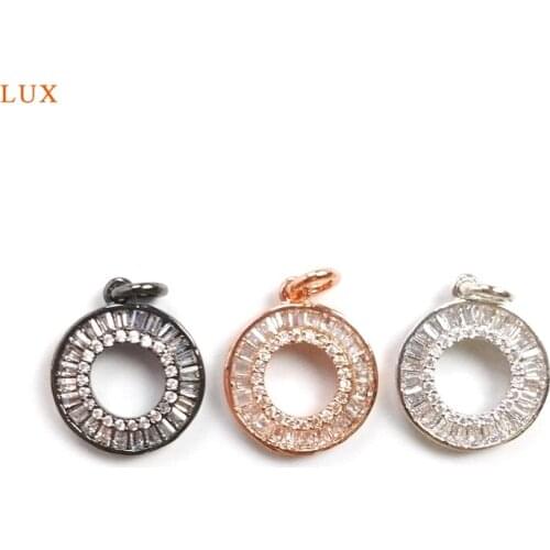 5pcs CZ Circle Charm Pendant Necklaces For Women Rose Gold Black Silver Dainty Cubic Zirconia Circle Charms Pendant Jewelry Set