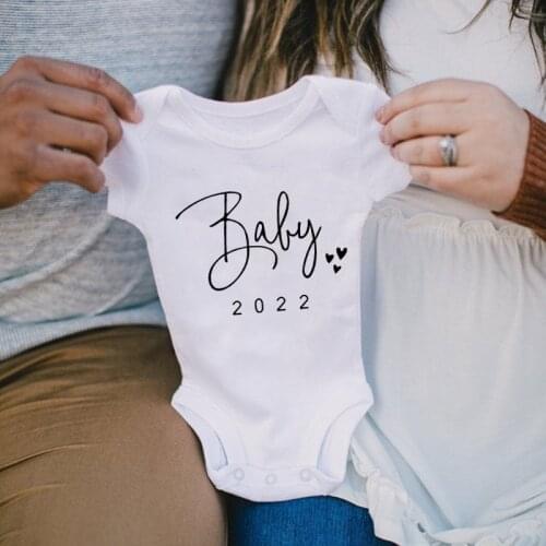 Baby Announcement Baby Coming Soon 2022 Newborn Baby Bodysuit Summer Cotton Baby Boys Girls Pregnancy Reveal Ropa Baby Onesies