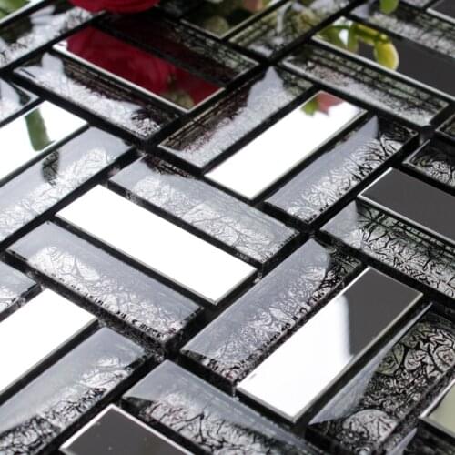 Grey crystal glass stainless steel mosaic EHM1017 for bathroom shower tiles wall mosaic kitchen backsplash