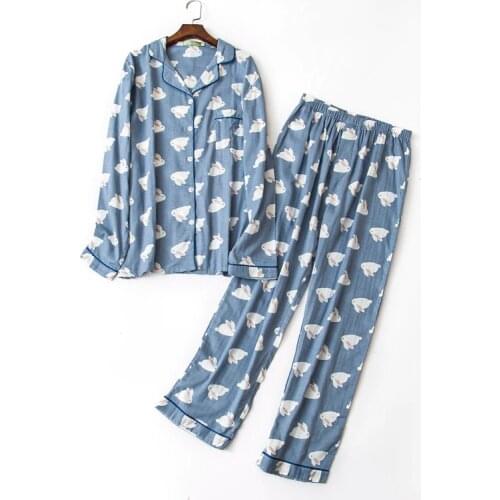 Male 100% gauze cotton pajama sets casual soft blue cartoon plus size pyjamas sets men sleepwear pijamas sexi hombres homme