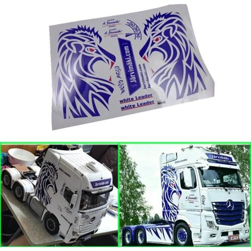 Blue Lion Beast Painting Sticker Decoration for 1/14 Tamiya RC Truck Trailer tipper Benz Actros 3363 1851 Diy Parts