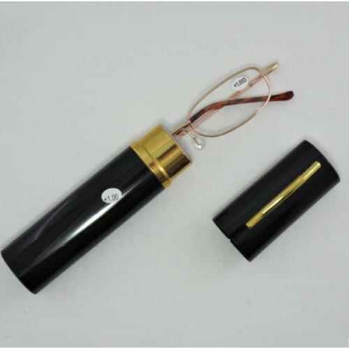 Women Men Reading Glasses Presbyopia Pen Tube Case Metal Full Frame Portable 1.0 To 4.0 R006