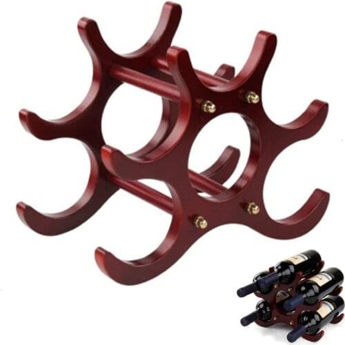 Freestanding Solid Wood Wine Rack Home Decoration High Quality Red Color Compact Size Holiday Gift Creative Practical