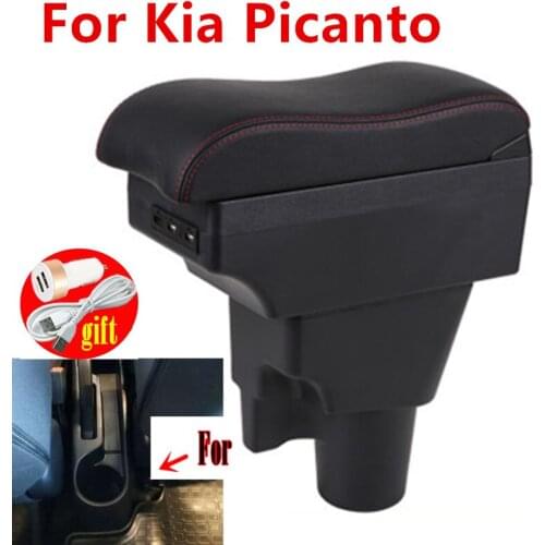 For Kia Picanto Armrest Box Picanto 3X-Line interior Retrofit parts car accessories Storage box car armrest with USB LED light
