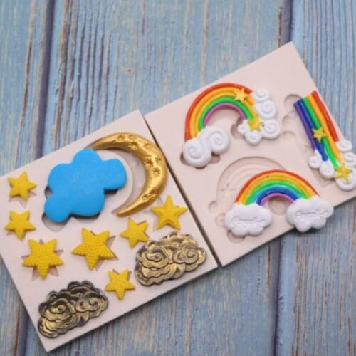 Rainbow & Moon Stars Molds Fondant Cakes Decorating Tools Silicone Molds Sugarcrafts Chocolate Baking Tools Cakes Gumpaste Form