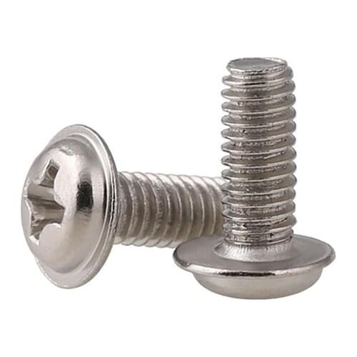 M3 M3.5 M4 M5 Phillips Cross Recessed Washer Pan Head Machine Screw Metric Threaded Wafe Round Head Bolt Steel Nickel Plated