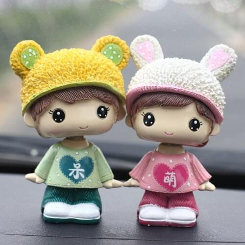 Creative Shaking Head Car Ornament Cute Car Interior Accessories Couple Doll Car Interior Decoration Car Dashboard Toys