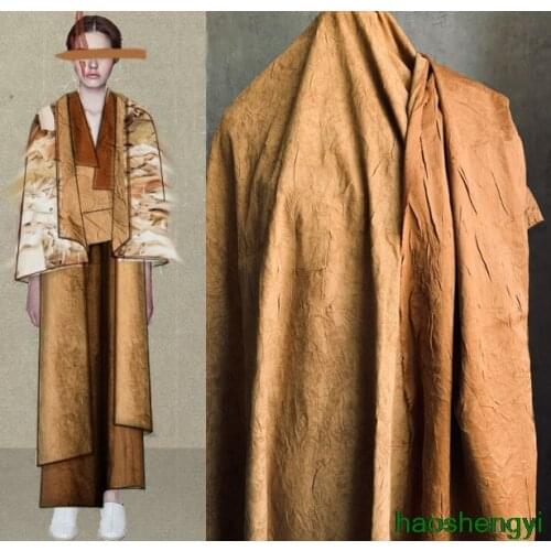 High-quality pleated folding texture two-color nylon autumn and winter trench coat fabric / half price
