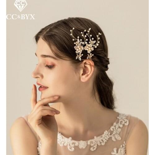 CC Hairgrip Hair Stick Hairpin Wedding Accessories For Women Bridal Brides Crystal Hiarpins Beads Leaf Shape Luxury O550