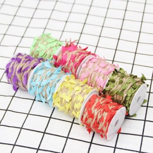 Green Colorful Leaves Artificial Flower Garlands Bouquet Packaging Hemp Ropes DIY Wedding Party Christmas Decoration 20M
