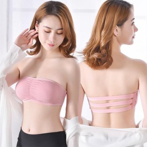 2021 Womens Bra Sexy Tube Top Strapless Bra Women Push Up Bralette Side Buckle Underwear Lingerie Invisible Bra Solid Color