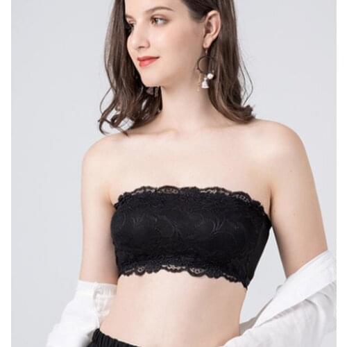 1pcs Sexy Womens Lace Floral Bralet Bra Bustier Back Closure Bandeau Crop Top Padded Bra Bralette Strapless Tube Top Lingerie
